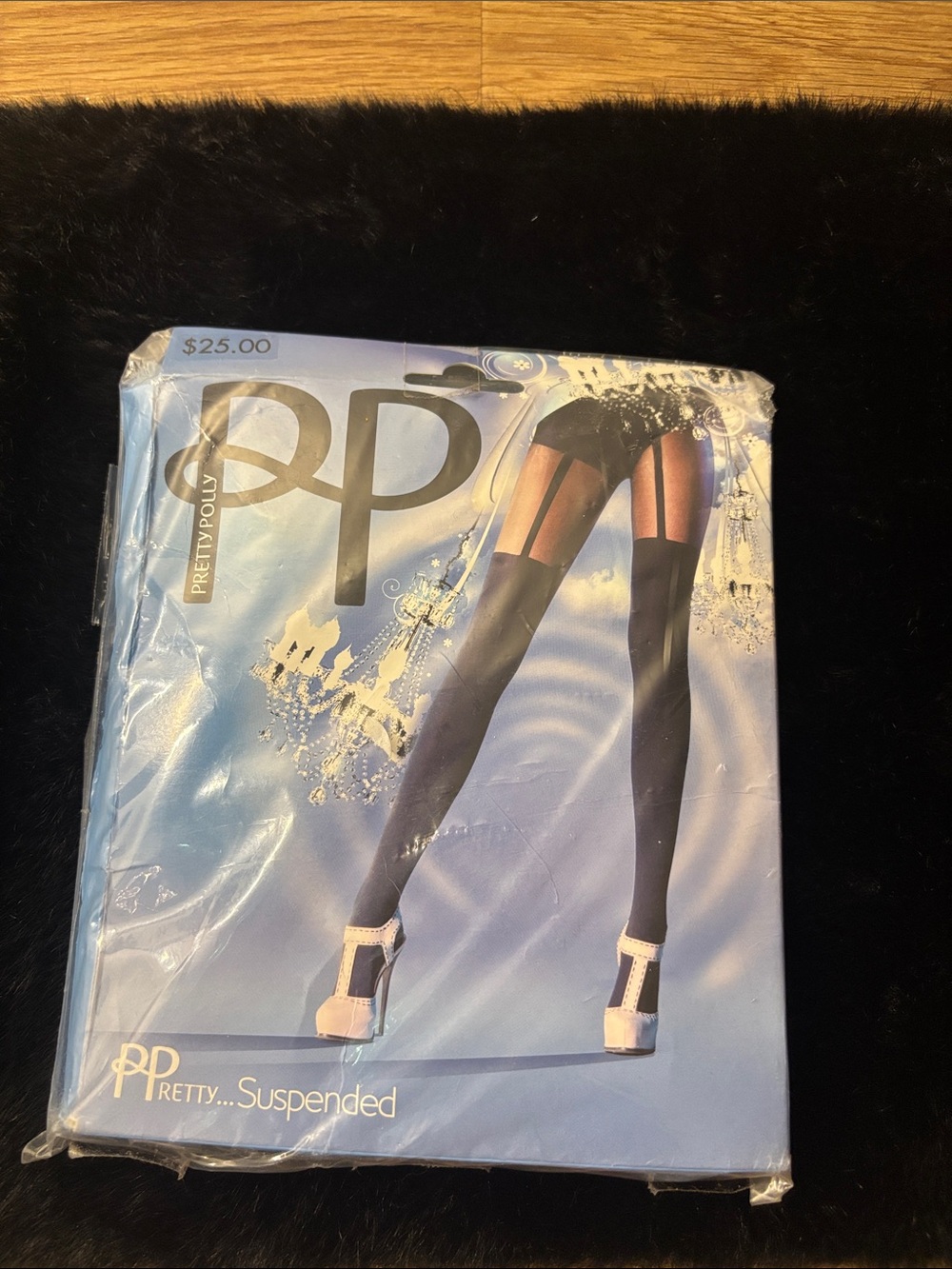 Pretty Polly Black Suspender-Style Thigh Highs